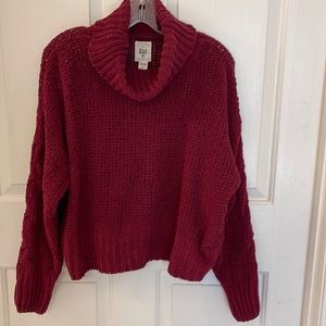 Billabong chenille maroon cowl-neck sweater size Medium